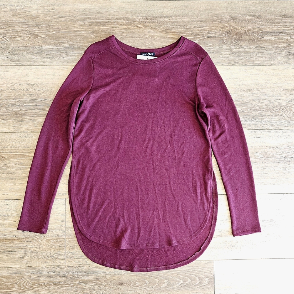 NWT Women’s Burgundy Red Crew Neck Long Sleeve Tunic Sweater Top Dress Small